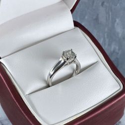 Classic 1.01 CT Round Solitaire Diamond Engagement Ring 14k White Gold