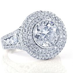 5.49 Ct Round Cut Diamond Engagement Ring 18k White Gold