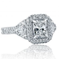 1.93 Ct Radiant Trillion Diamond Engagement Ring 18k White Gold 