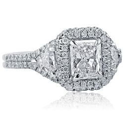 1.98 Ctw Radiant Diamond Engagement Proposal Ring 18k White Gold