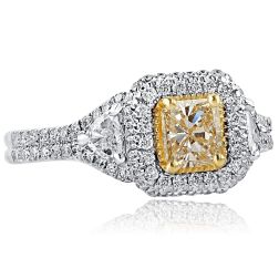 1.47 Ct Yellow Radiant Cut Diamond Engagement Ring 18k White Gold
