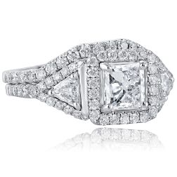 2.29 Ct Princess Cut Diamond Engagement Wedding Ring Set 14k Gold