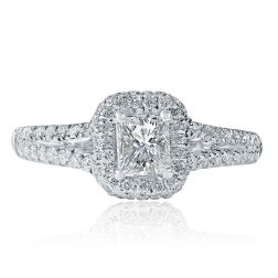 1.04 Ct Radiant Cut Diamond Engagement Ring 18k White Gold