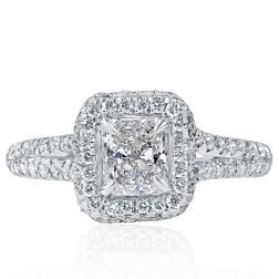 1.28Ct Radiant Diamond Engagement Sparkling Ring 18k White Gold 