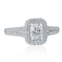 1.10 Carat Radiant Cut Diamond Engagement Ring 18k White Gold
