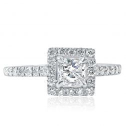 Elegant 1.07Ct Radiant Cut Diamond Engagement Ring 14k White Gold