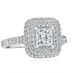1.69 Carat Princess Cut Diamond Engagement Ring 18k White Gold 