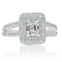1.53 Ct Emerald Cut Diamond Engagement Ring 14k White Gold