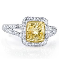 2.15 Carat Yellow Radiant Diamond Engagement Ring 18k White Gold 