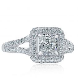 Classic 1.64 Ctw Radiant Diamond Engagement Ring 18k White Gold 