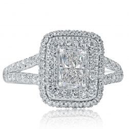 1.44 Ct Radiant Cut Diamond Engagement Ring 18k White Gold 