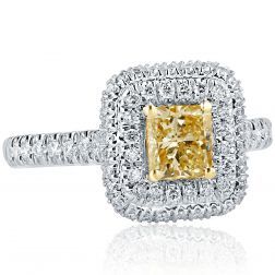 1.34 Carat Yellow Radiant Diamond Engagement Ring 18k White Gold