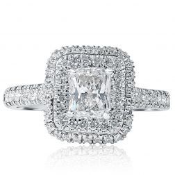 Delicate 1.46 TCW Radiant Diamond Engagement Ring 18k White Gold