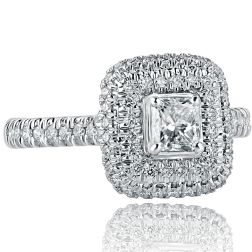 1.05 Ct Radiant Cut Diamond Engagement Ring 18k White Gold