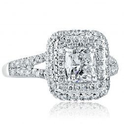 Classic 1.73 Ctw Cushion Diamond Engagement Ring 18k White Gold 
