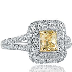 1.75 Ct Yellow Radiant Cut Diamond Engagement Ring 18k White Gold