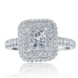 Classic 1.72 Ctw Princess Diamond Engagement Ring 18k White Gold