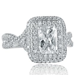 1.71 Ct Radiant Cut Diamond Engagement Ring 18k White Gold 