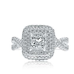 1.88 Ctw Cushion Diamond Infinity Engagement Ring 18k White Gold 