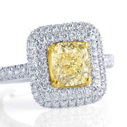 2.52CT Yellow Radiant Diamond Halo Engagement Ring 18k White Gold