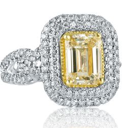GIA 3.26 Ct Emerald Cut Diamond Engagement Ring 14k White Gold   