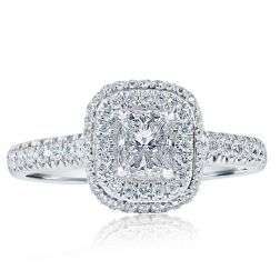 Classic 1.04Ct Radiant Cut Diamond Engagement Ring 18k White Gold