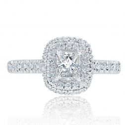 1.05 Ct Princess Cut Genuine Diamond Engagement Ring 18k White Gold