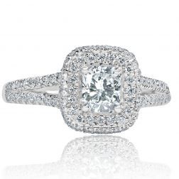1.25ct Radiant Cut Diamond Engagement Ring 18k White Gold 