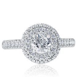 Classic 1.01 Ct Round Cut Diamond Engagement Ring 14k White Gold 
