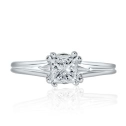 Classic 0.84 Ct Solitaire Princess Diamond Engagement Ring 14k White Gold