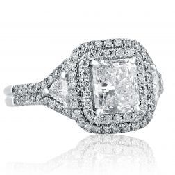 2.20CT Radiant Cut Trillion Side Diamond Engagement Ring 18k Gold