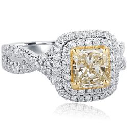1.71 Ct Radiant Yellow Diamond Engagement Ring Infinity 18k Gold 