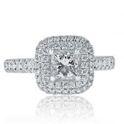 Classic 1.11 Ctw Princess Diamond Engagement Ring 14k White Gold