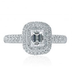 Classic 1.09Ct Emerald Cut Diamond Engagement Ring 18k White Gold
