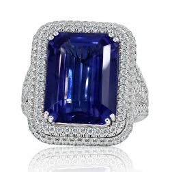 GIA Certified 11.31 Ct Tanzanite Diamond Engagement Ring 14k Gold