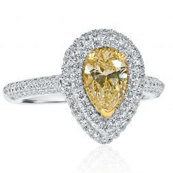 GIA Certified 1.70Ct Pear Yellow Diamond Engagement Ring 18k Gold