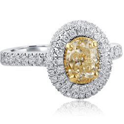 1.68 Carat Oval Cut Yellow Diamond Engagement Ring 18k White Gold