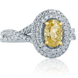 1.75 TCW Oval Cut Yellow Diamond Engagement Ring Infinity 18k White Gold 