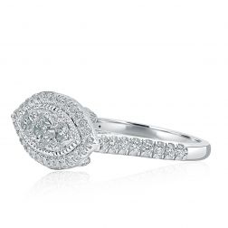 1.15 Ct East West Marquise Round Diamond Ring 14k White Gold