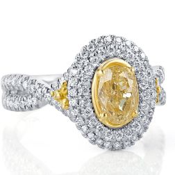 GIA Certified 1.97Ct Yellow Oval Cut Diamond Ring 18k White Gold 