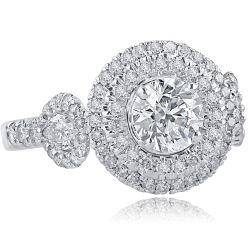 2.06 CT Round Pear Diamond Engagement Ring 18k White Gold