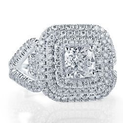 GIA 2.27 TCW Cushion Cut Diamond Engagement Ring 18k White Gold
