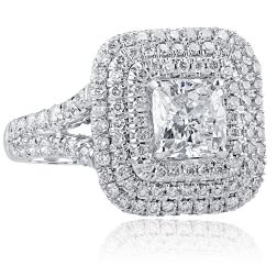 2.41 Ct Cushion Cut Diamond Engagement Ring 18k White Gold