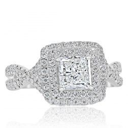 1.55 TCW Radiant Diamond Engagement Infinity Ring 14k White Gold 