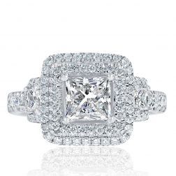 2.24 Carat Princess Cut Diamond Engagement  Ring 14k White Gold 