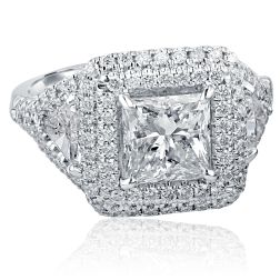2.95 CT Princess Diamond Engagement Proposal Ring 14k White Gold 