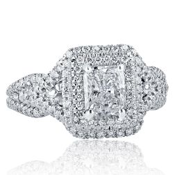 Platinum 1.85 CT Radiant Cut Diamond Engagement Ring