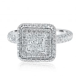 Classic 1.65 Ctw Princess Diamond Engagement Ring 14k White Gold