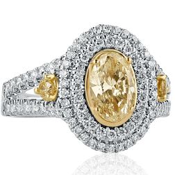 2.24 Carat Oval Cut Yellow Diamond Engagement Ring 18k White Gold