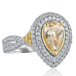 2.11CT Pear Cut Yellow Diamond Engagement Infinity Ring 18k Gold 